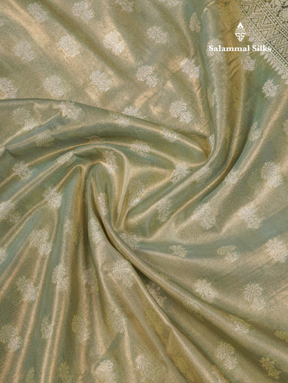 Beautiful Cream Pink Tissue Silk Mix Fancy Saree With Violet Border