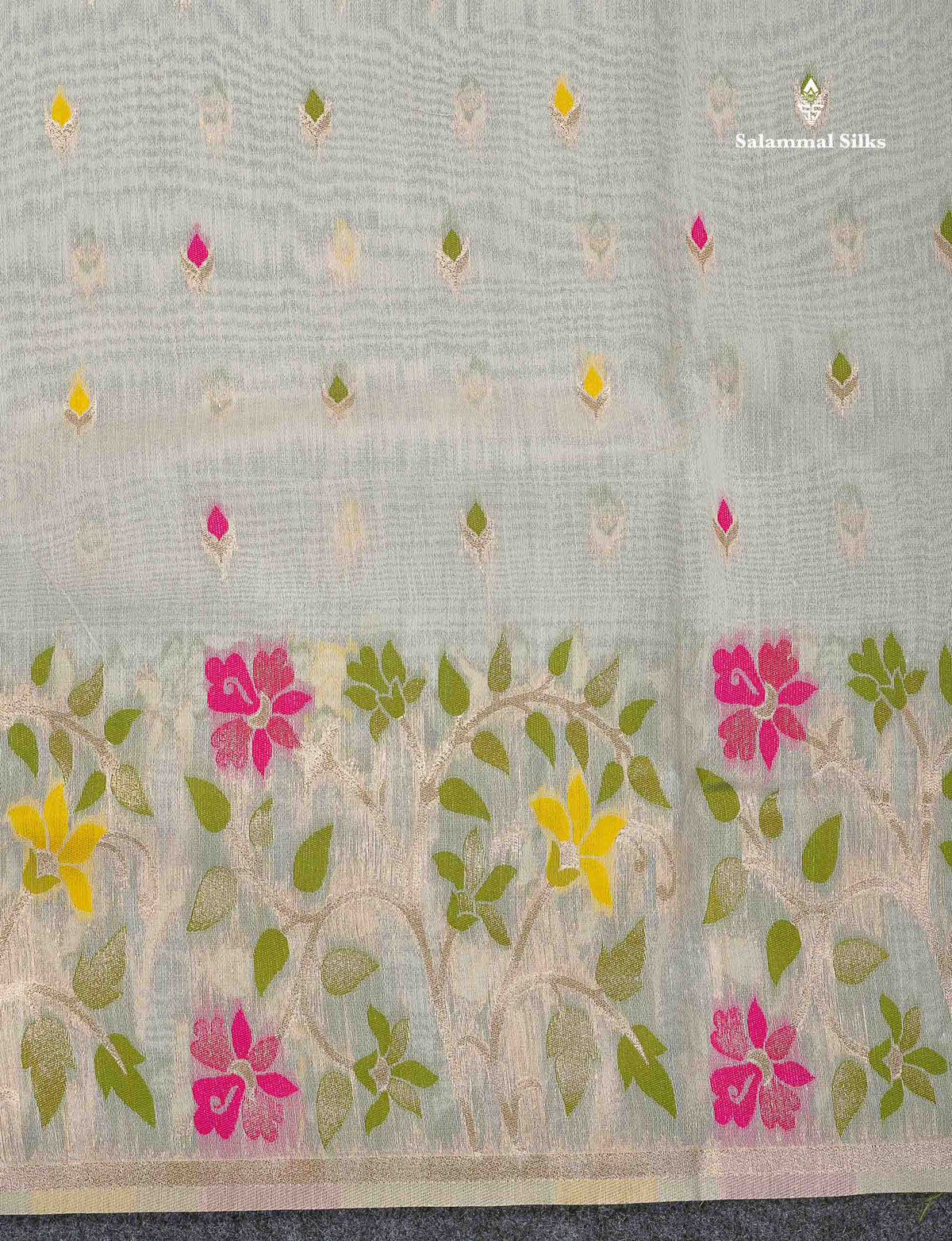 Cotton Mix Saree - Cream Colour Body Meenakari Work With Fancy Border