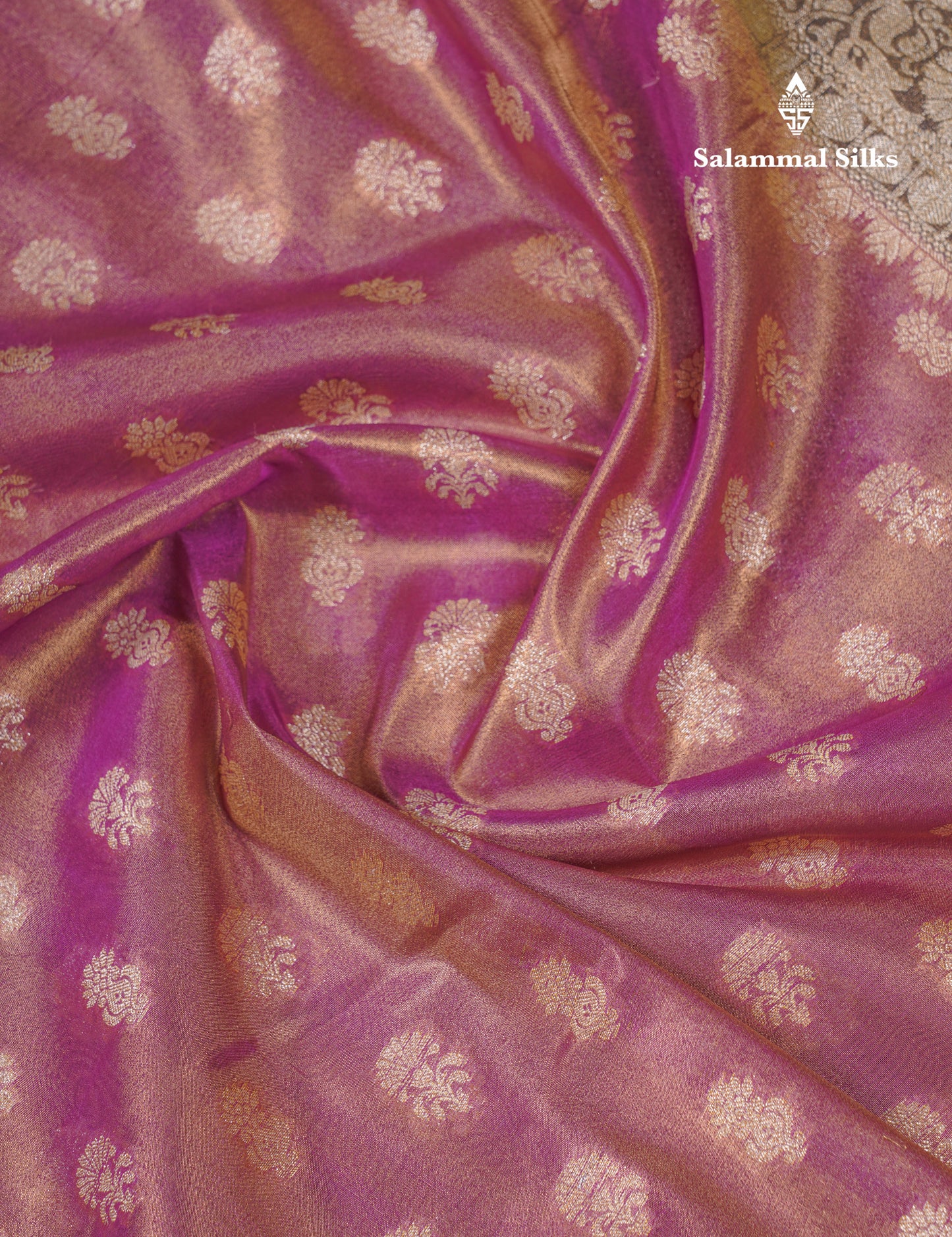 Beautiful Cream Pink Tissue Silk Mix Fancy Saree With Violet Border