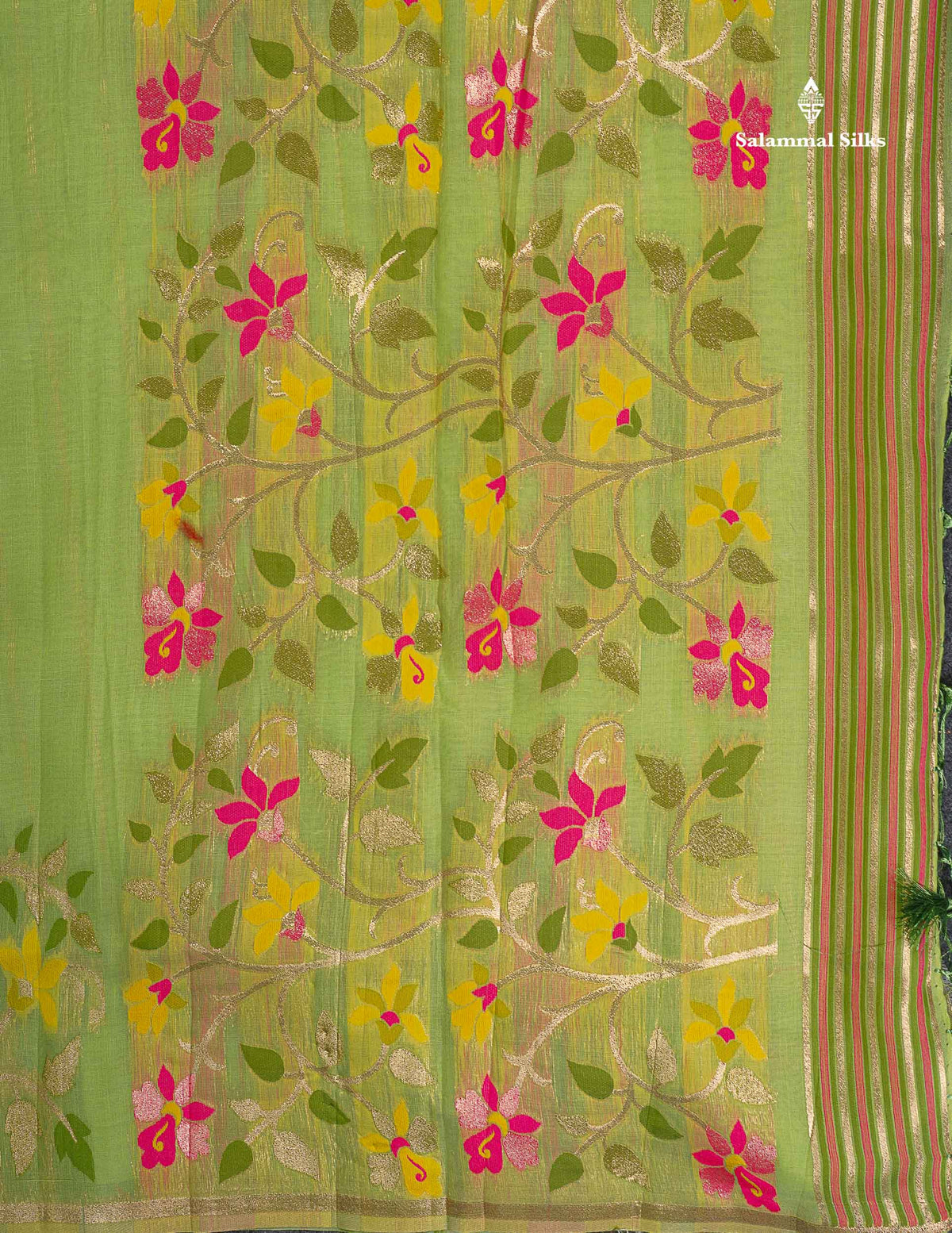 Cotton Mix Saree - Cream Colour Body Meenakari Work With Fancy Border