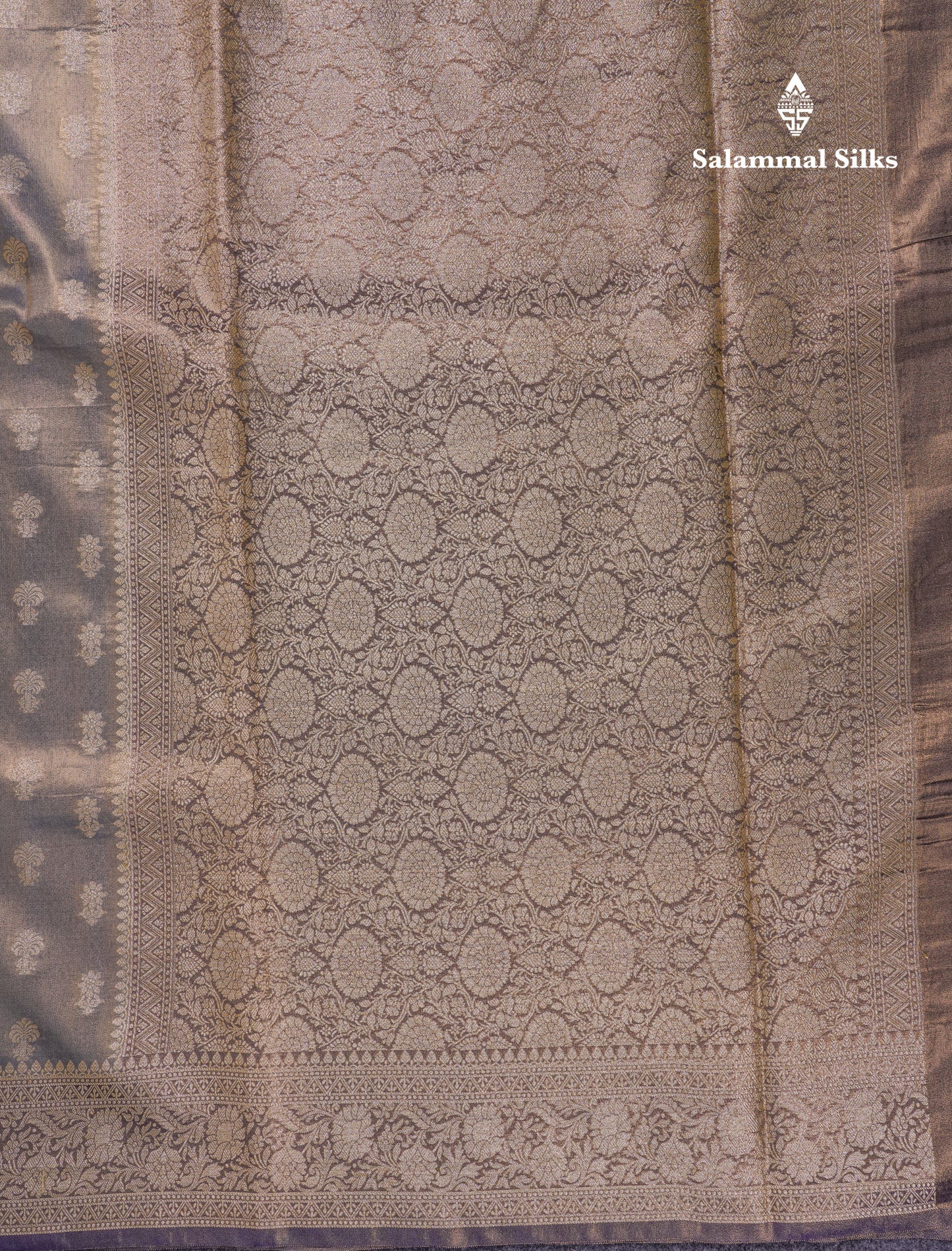 Beautiful Cream Pink Tissue Silk Mix Fancy Saree With Violet Border