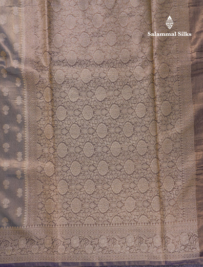Beautiful Cream Pink Tissue Silk Mix Fancy Saree With Violet Border