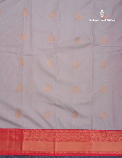 Light Grey Beautiful Semi Silk Saree With Contrast Red Border
