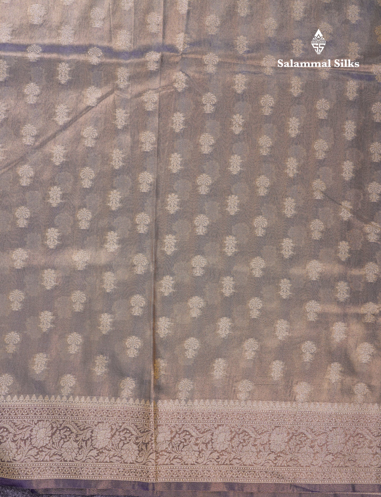 Beautiful Cream Pink Tissue Silk Mix Fancy Saree With Violet Border