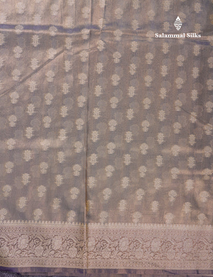 Beautiful Cream Pink Tissue Silk Mix Fancy Saree With Violet Border