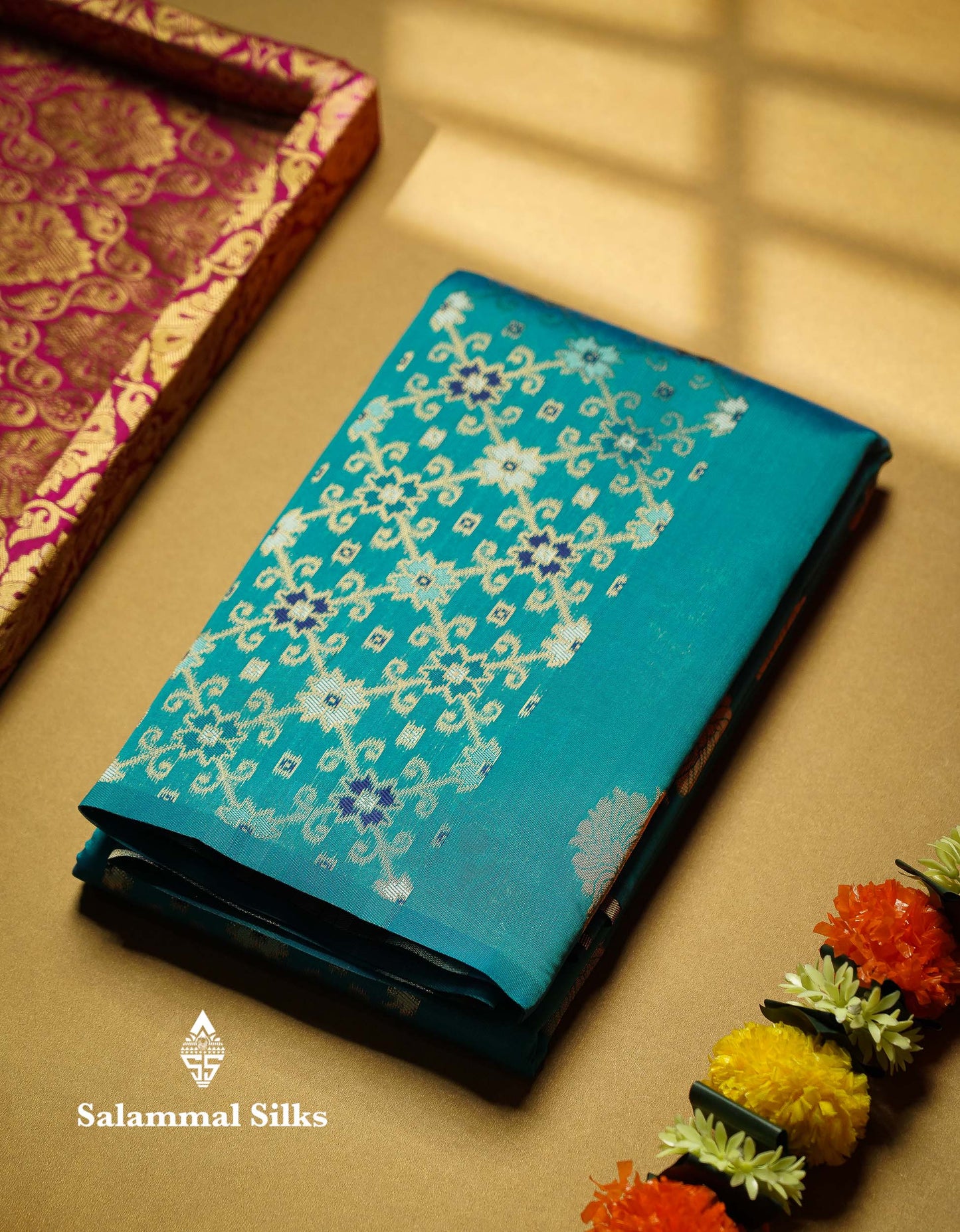 Beautiful Lavender Ikkat And Buttas Semi Silk Fancy Saree With Violet Blouse