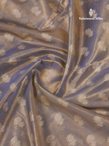 Beautiful Cream Pink Tissue Silk Mix Fancy Saree With Violet Border