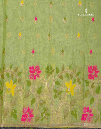 Cotton Mix Saree - Cream Colour Body Meenakari Work With Fancy Border