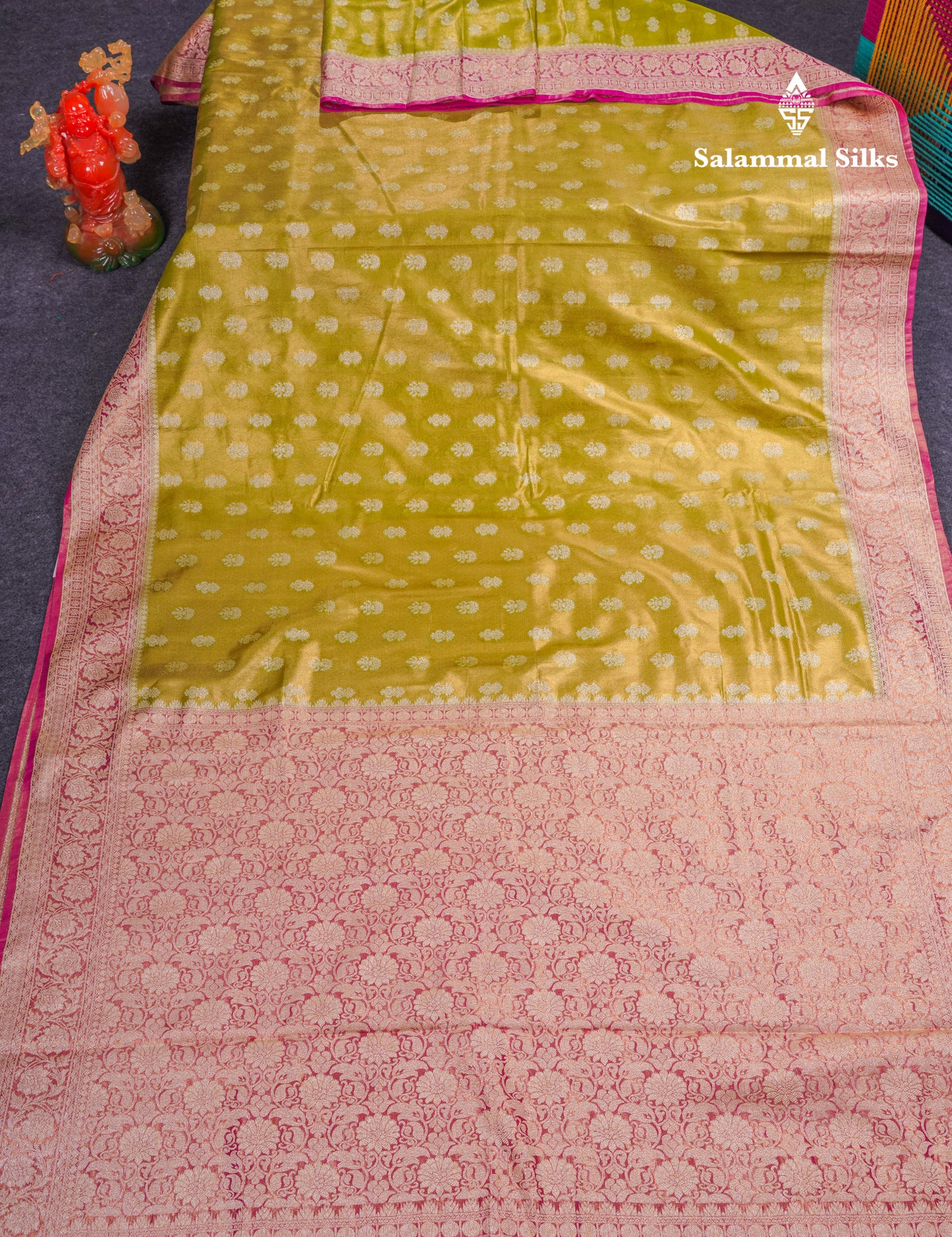 Beautiful Cream Pink Tissue Silk Mix Fancy Saree With Violet Border