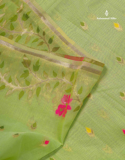 Cotton Mix Saree - Cream Colour Body Meenakari Work With Fancy Border