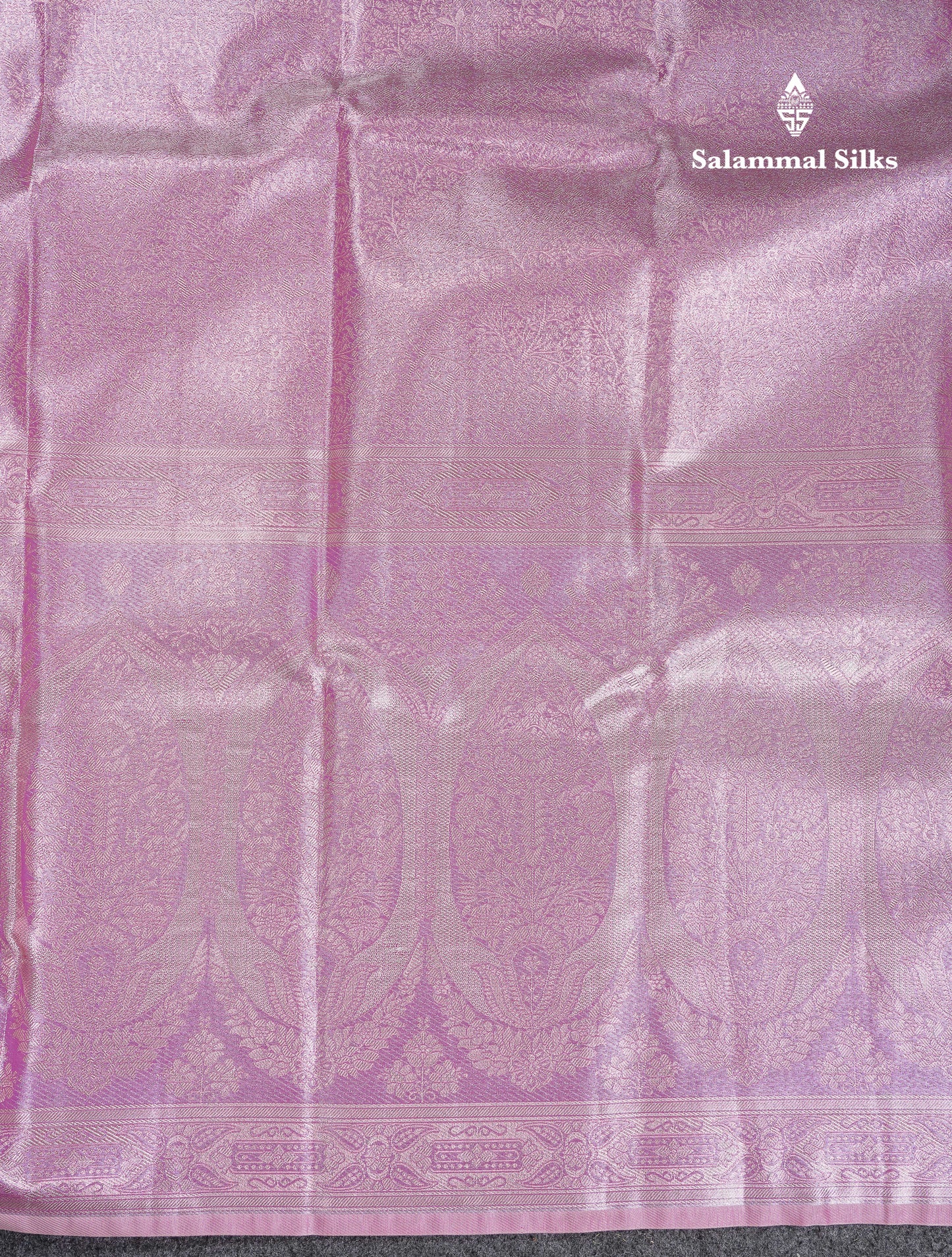 Beautiful Lavender Tissue Semi Silk Saree With Contrast Light Green Blouse