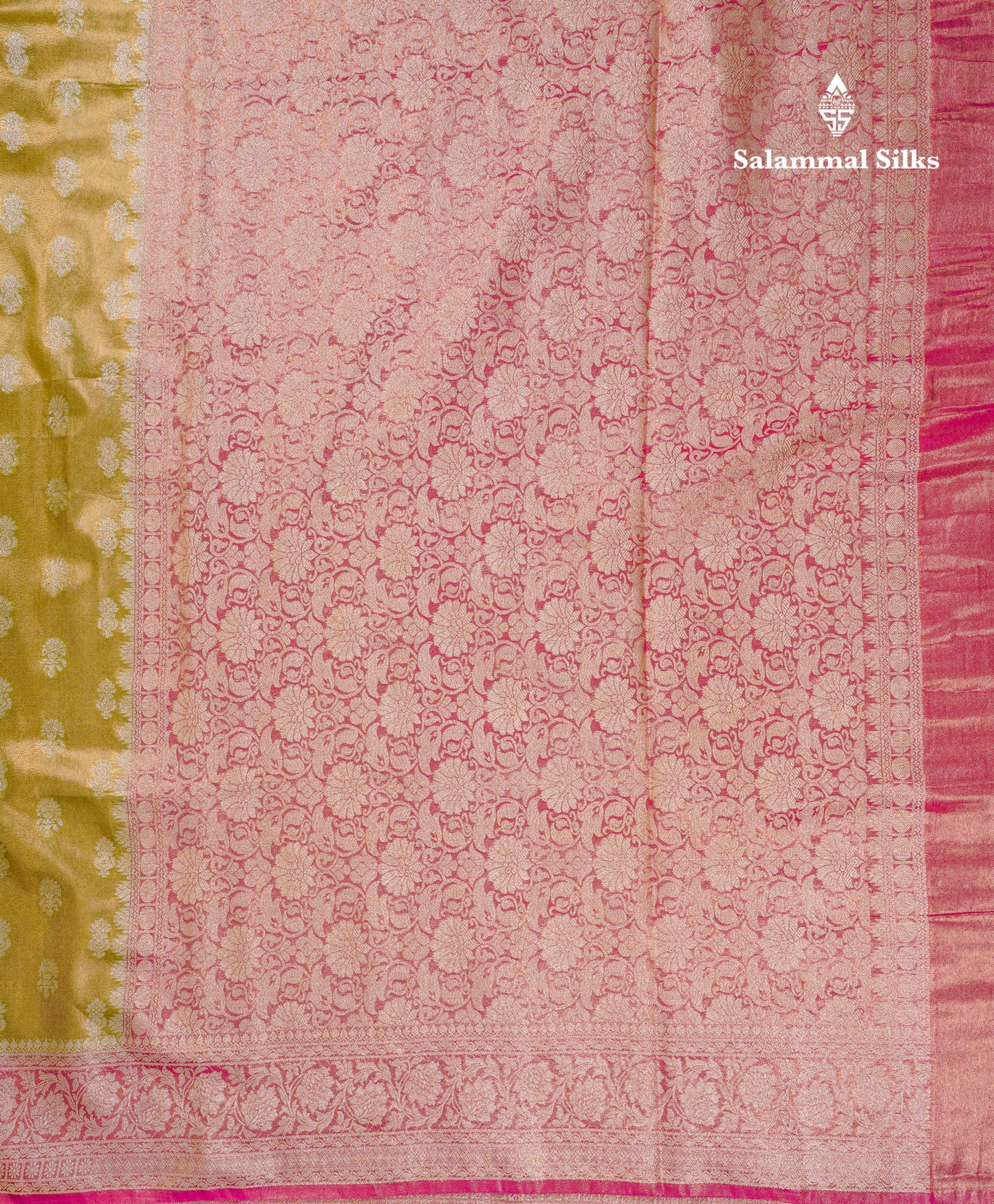 Beautiful Cream Pink Tissue Silk Mix Fancy Saree With Violet Border
