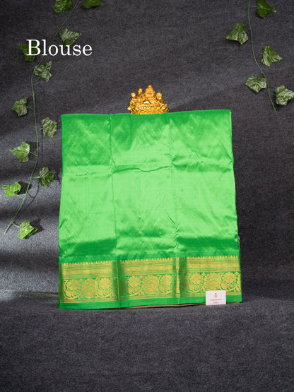 Pure Silk Pattu Pavadai (Peach) With Parrot Green Blouse 26.50"