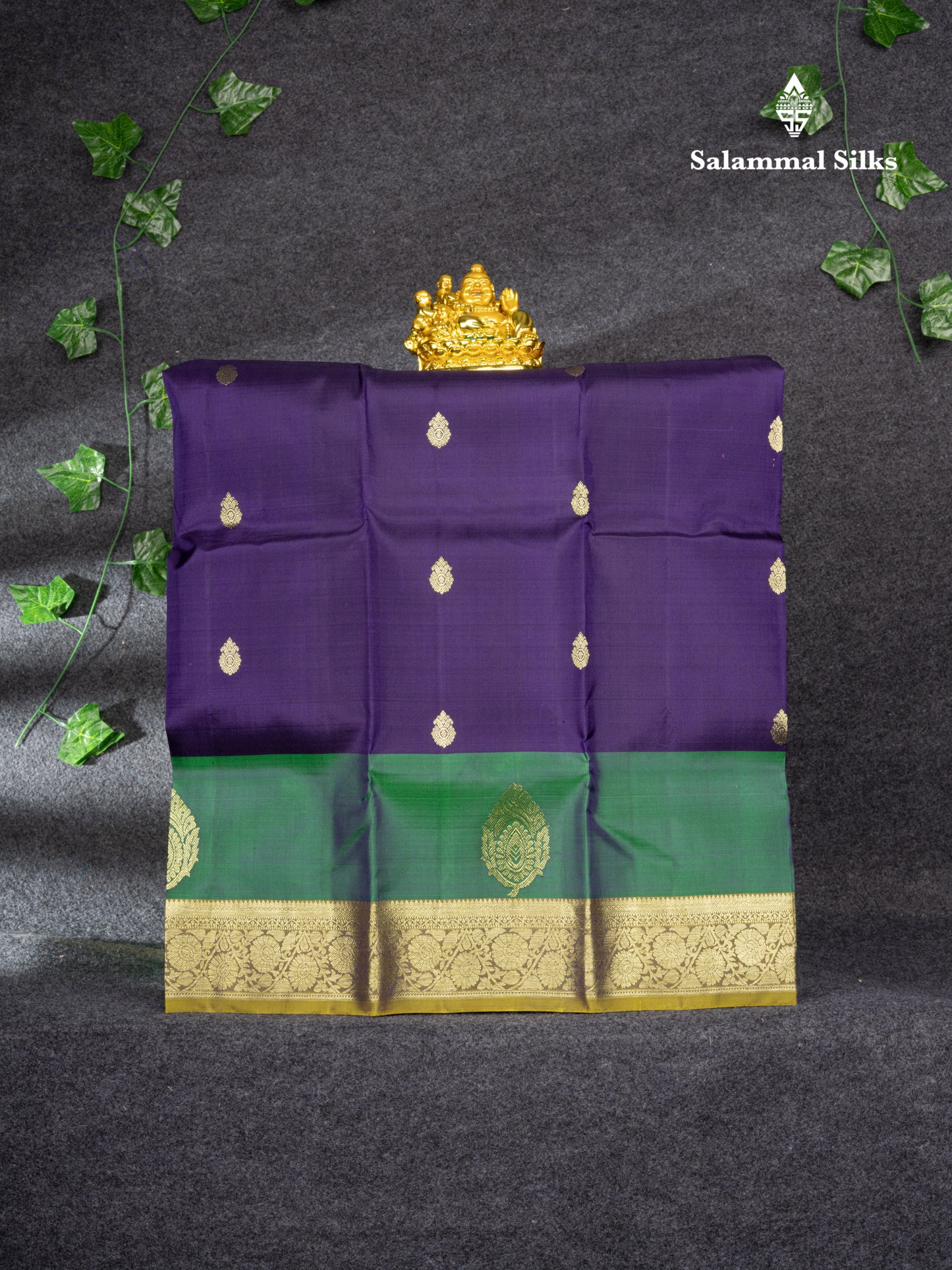Pure Silk Pattu Pavadai (Navy Blue) With Olive Mustard Yellow Blouse 27"