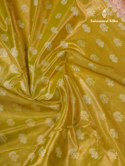 Beautiful Cream Pink Tissue Silk Mix Fancy Saree With Violet Border