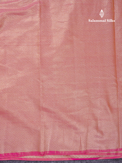 Beautiful Cream Pink Tissue Silk Mix Fancy Saree With Violet Border