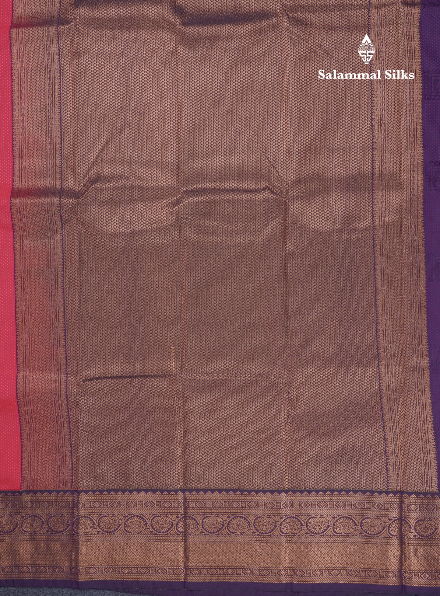 Reddish Pink Beautiful Semi Silk Saree With Contrast Dark Violet Border