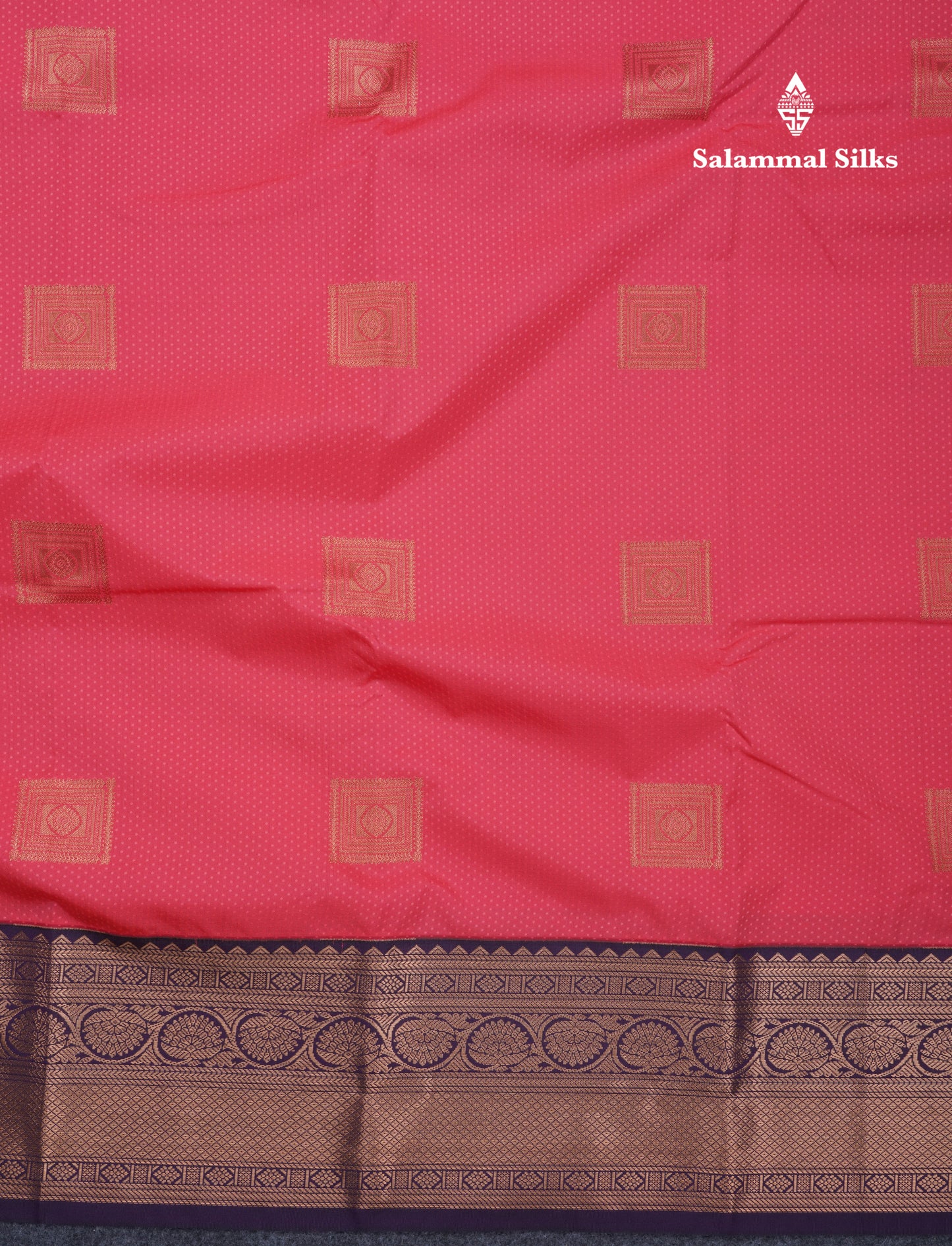 Reddish Pink Beautiful Semi Silk Saree With Contrast Dark Violet Border