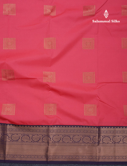 Reddish Pink Beautiful Semi Silk Saree With Contrast Dark Violet Border