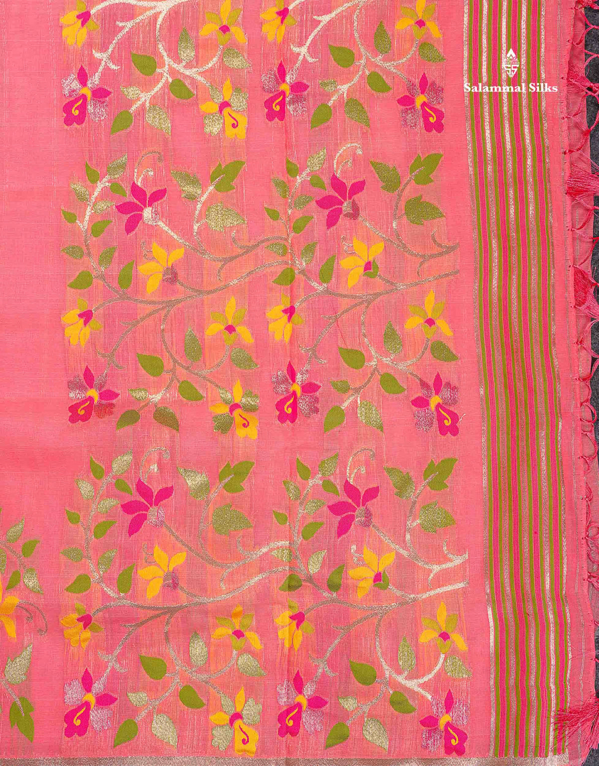 Cotton Mix Saree - Cream Colour Body Meenakari Work With Fancy Border