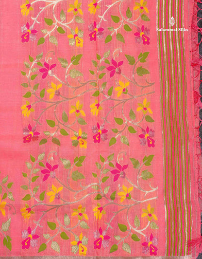 Cotton Mix Saree - Cream Colour Body Meenakari Work With Fancy Border