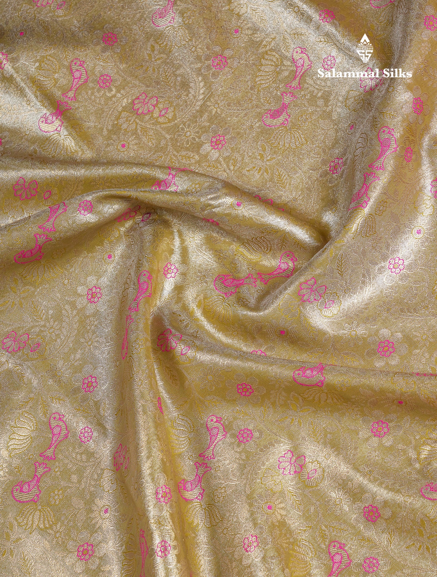 Beautiful Light Olive Green Tissue Semi Silk Saree With Contrast Pink Traditional Evening Morning Border