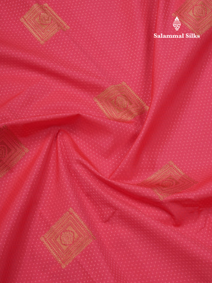 Reddish Pink Beautiful Semi Silk Saree With Contrast Dark Violet Border