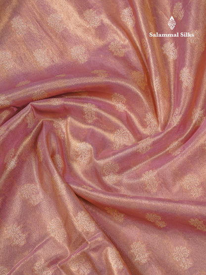 Beautiful Cream Pink Tissue Silk Mix Fancy Saree With Violet Border