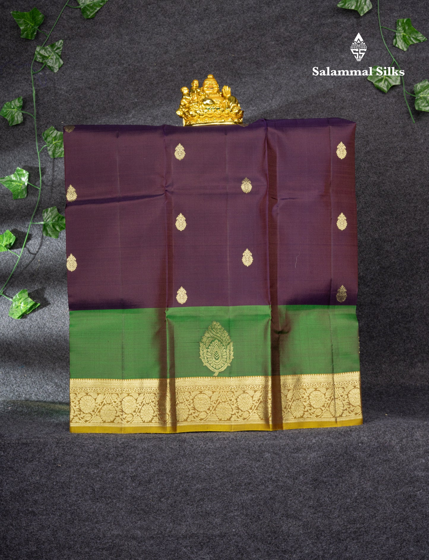 Pure Silk Pattu Pavadai (Navy Blue) With Olive Mustard Yellow Blouse 27"