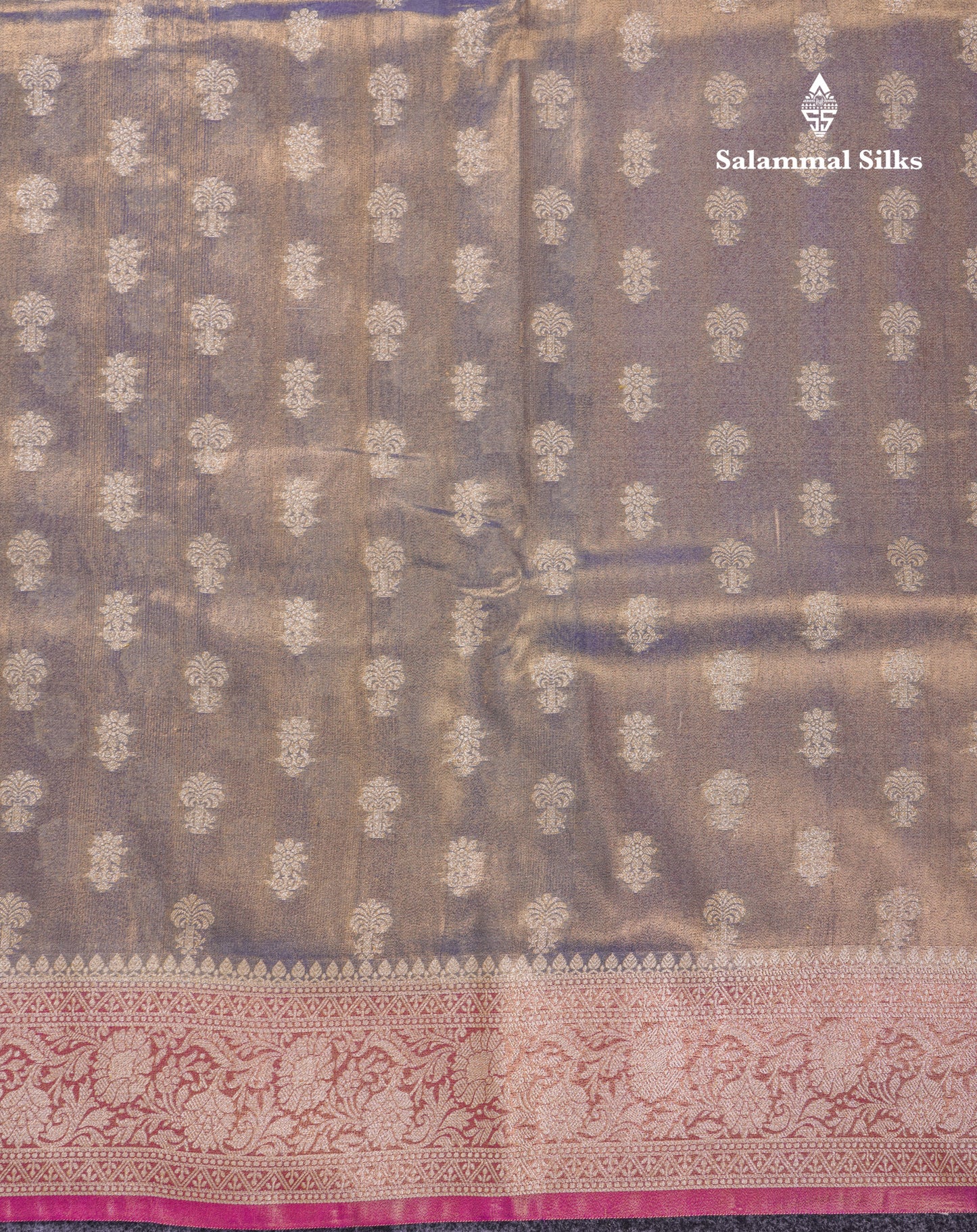 Beautiful Cream Pink Tissue Silk Mix Fancy Saree With Violet Border