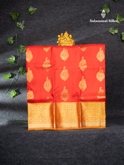 Pure Silk Pattu Pavadai (Rani Pink) With Pinkish Orange Blouse 27"