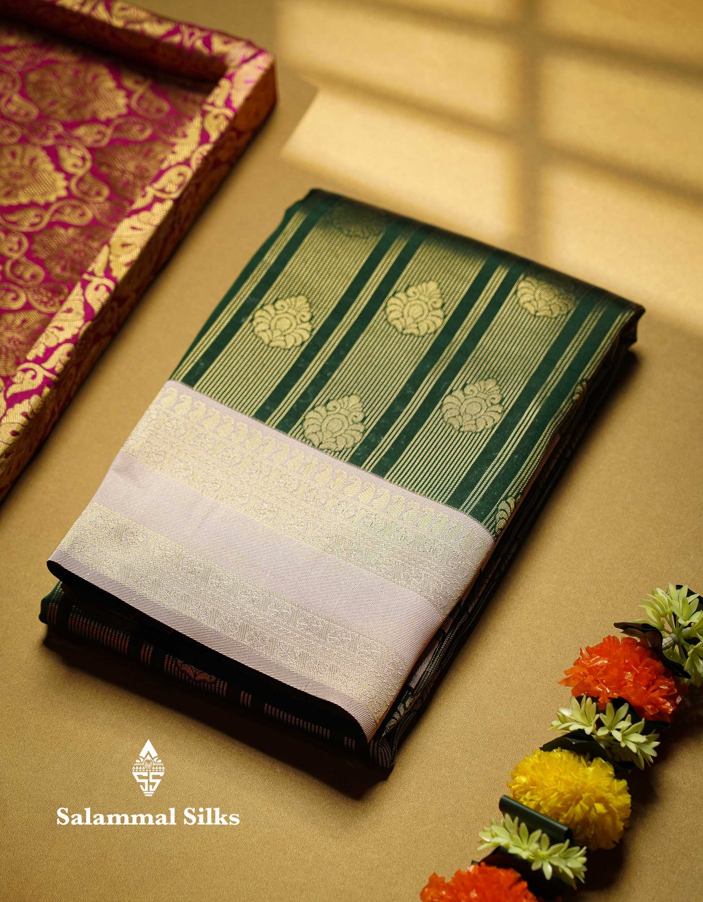 Beautiful Maroon Stripes And Buttas Semi Silk Saree With Tussar Colour Traditional Double Border