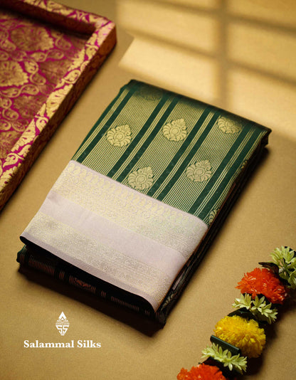 Beautiful Maroon Stripes And Buttas Semi Silk Saree With Tussar Colour Traditional Double Border