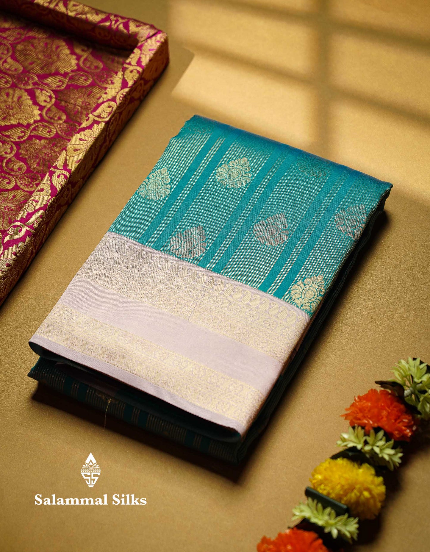 Beautiful Maroon Stripes And Buttas Semi Silk Saree With Tussar Colour Traditional Double Border