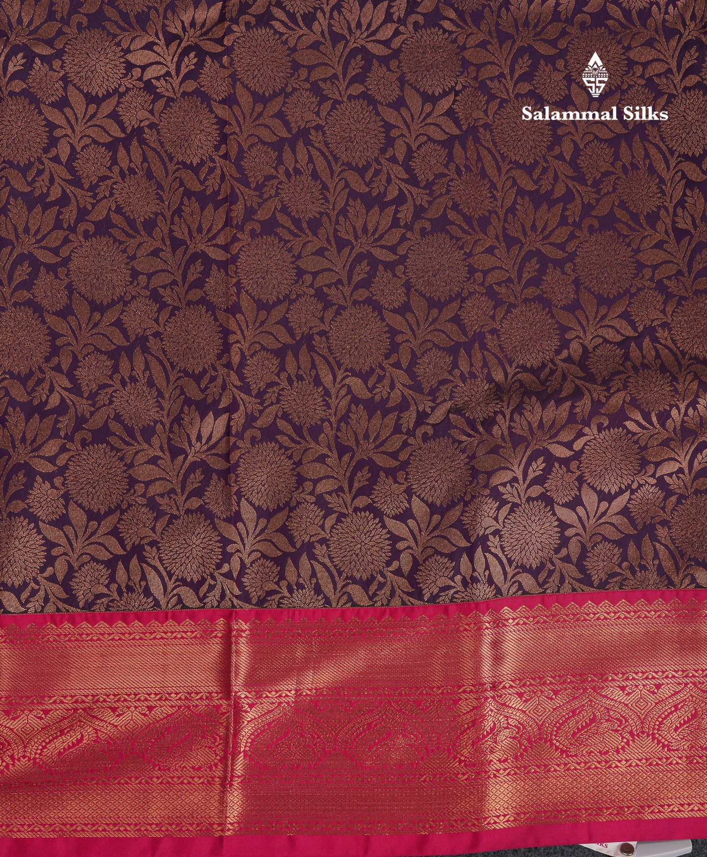 Beautiful Dark Violet Bridal Semi Silk Saree With Contrast Pink Traditional Border