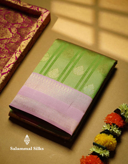 Beautiful Maroon Stripes And Buttas Semi Silk Saree With Tussar Colour Traditional Double Border