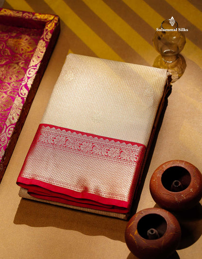 Semi Silk Saree - Brown Mango Butta With Tiny Vaira Oosi Checks Along With Contrast Cream Sandal Border