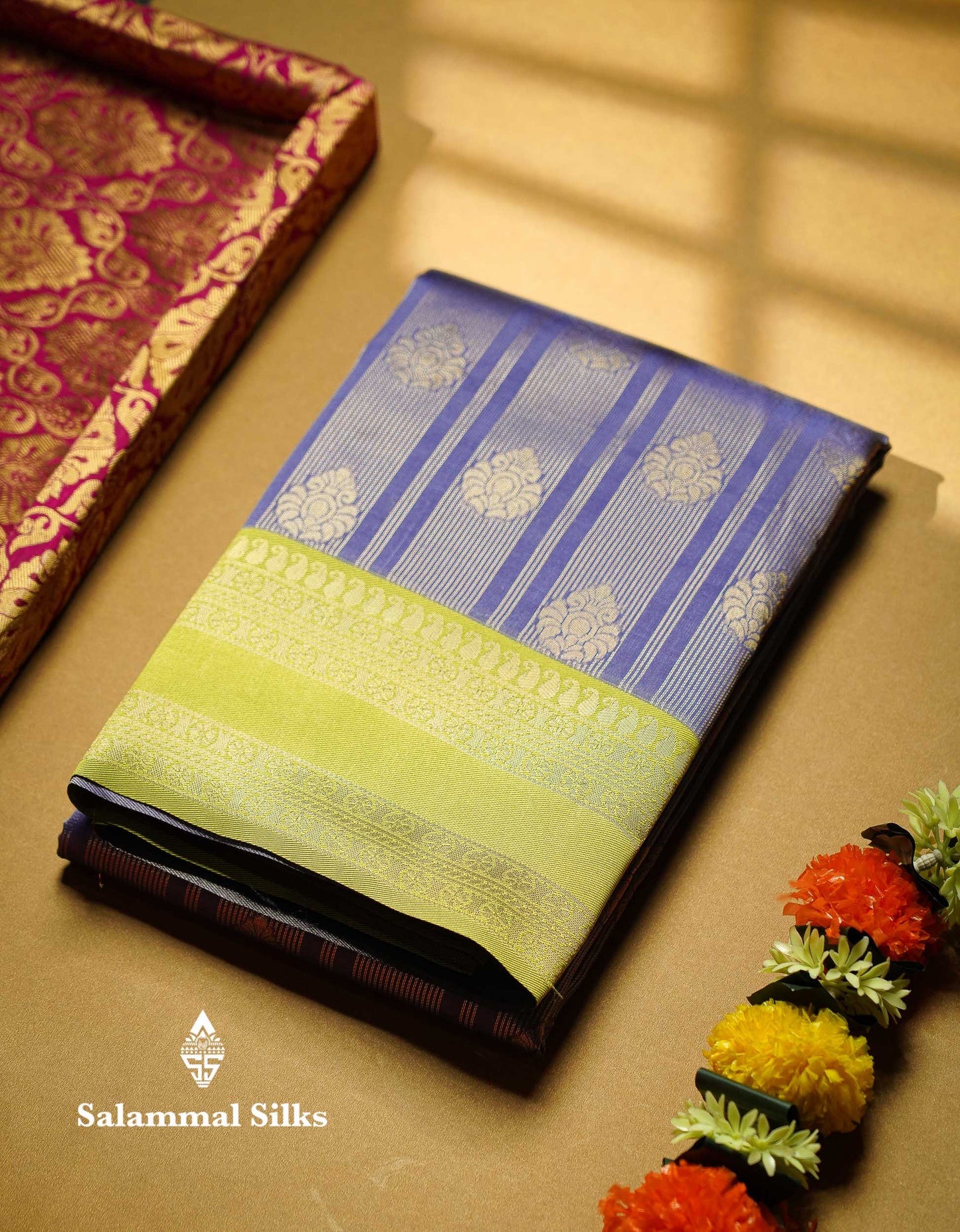 Beautiful Maroon Stripes And Buttas Semi Silk Saree With Tussar Colour Traditional Double Border