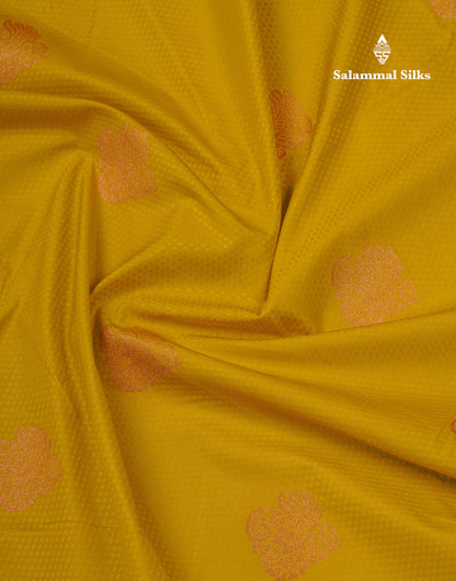 Yellow Beautiful Semi Silk Saree With Contrast Sapphire Green Border