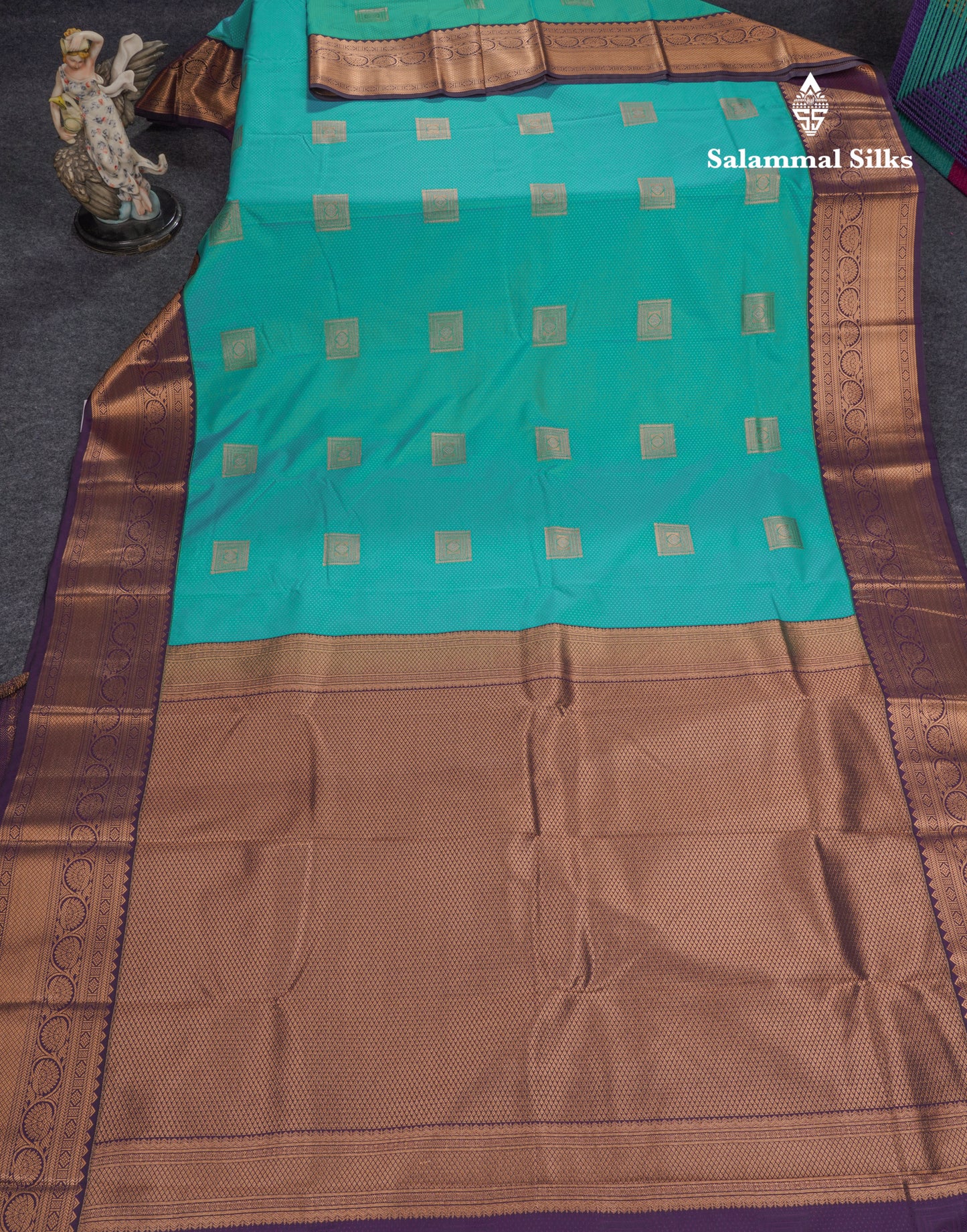 Sapphire Blue Beautiful Semi Silk Saree With Contrast Dark Violet Border