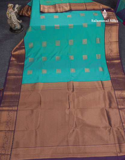 Sapphire Blue Beautiful Semi Silk Saree With Contrast Dark Violet Border