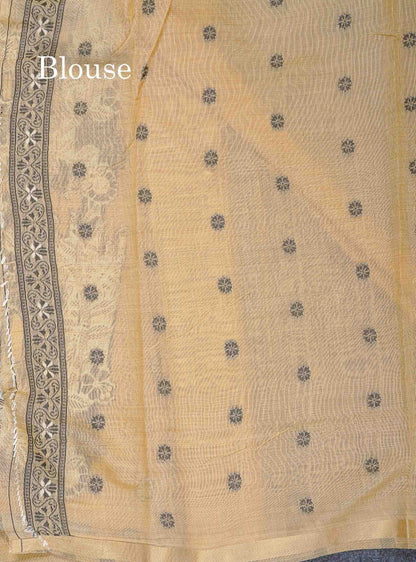 Cotton Mix Saree - Sea Blue Colour Body With Small Ribbon Border