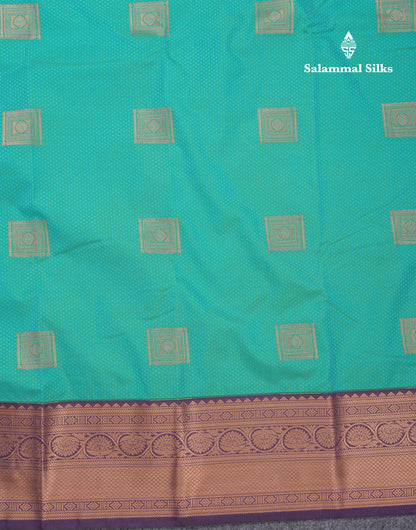 Sapphire Blue Beautiful Semi Silk Saree With Contrast Dark Violet Border