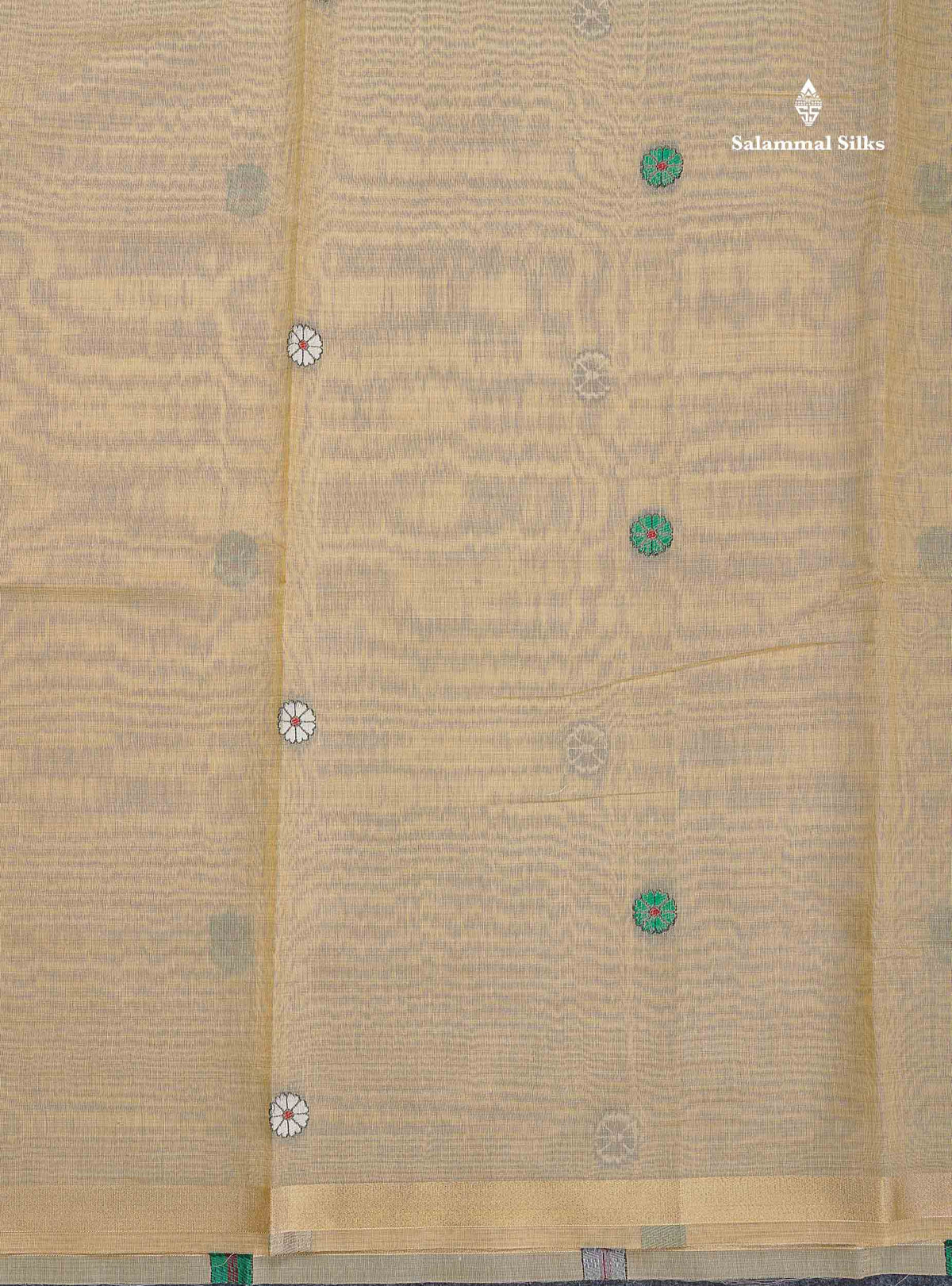 Cotton Mix Saree - Beige Colour Body & Thread Work Buttas With Blouse