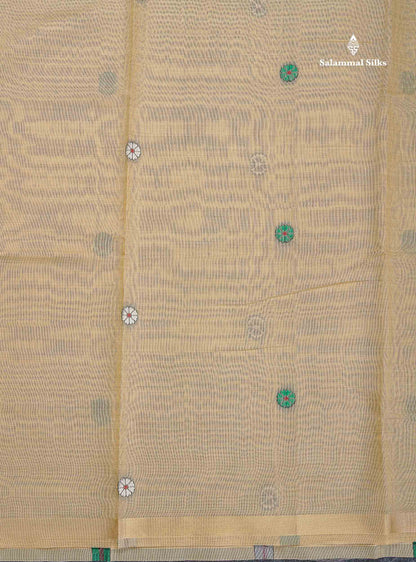 Cotton Mix Saree - Beige Colour Body & Thread Work Buttas With Blouse