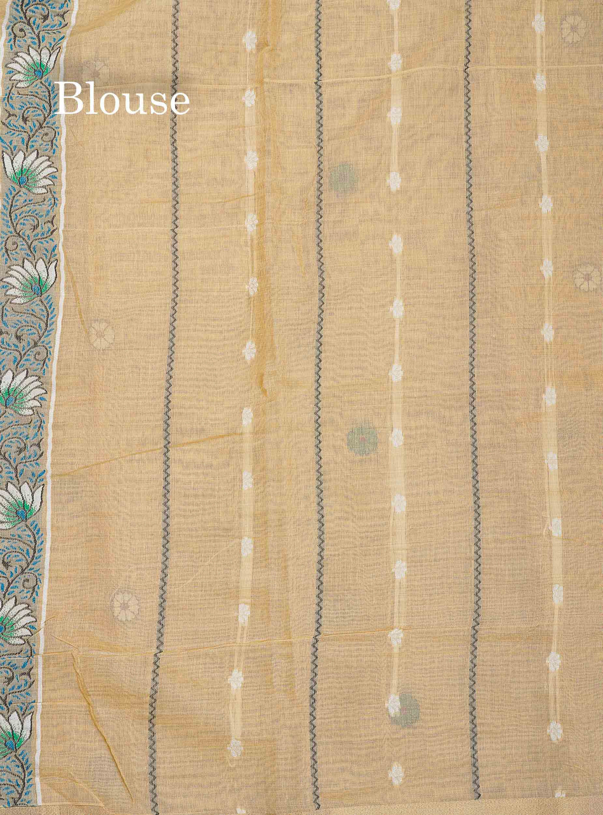 Cotton Mix Saree - Beige Colour Body & Thread Work Buttas With Blouse