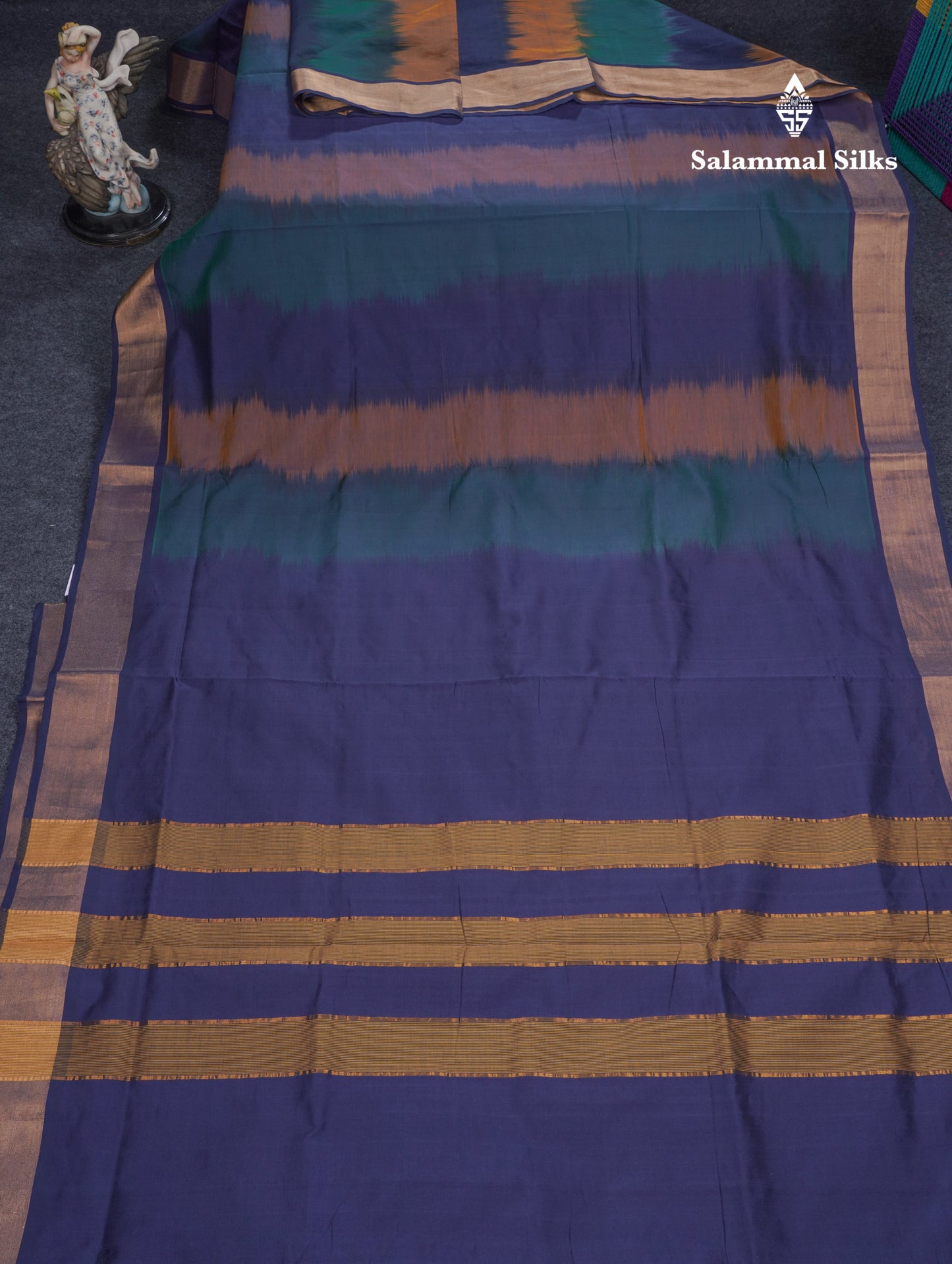 Multicolour Beautiful Semi Silk Cotton Saree With Violet Tissue Border