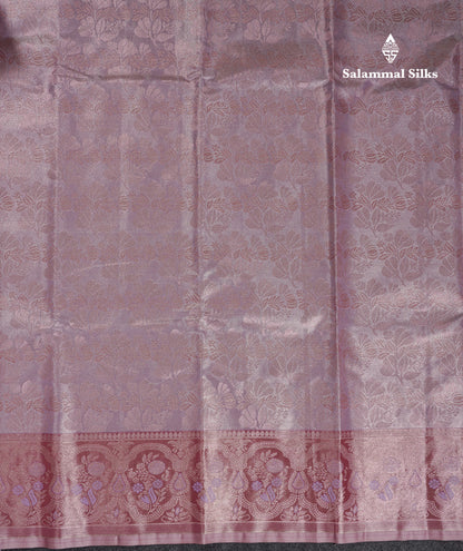 Beautiful Light Lavender Tissue Semi Silk Saree With Contrast Pink Blouse
