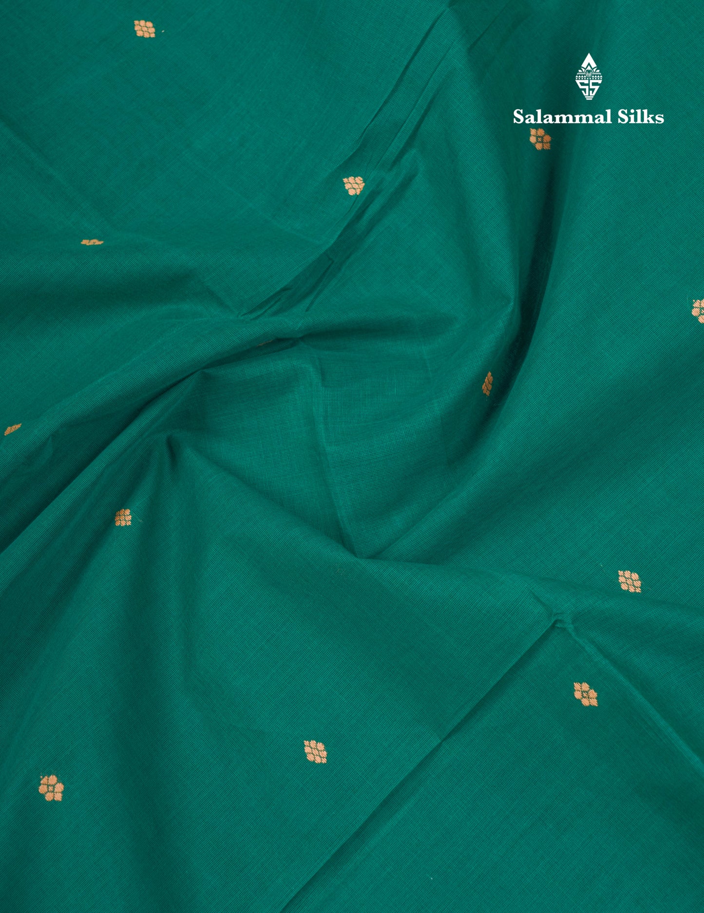 Beautiful Green Thread Work Buttas Pure Cotton Saree With Contrast Multicolour Border