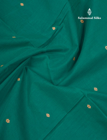 Beautiful Green Thread Work Buttas Pure Cotton Saree With Contrast Multicolour Border
